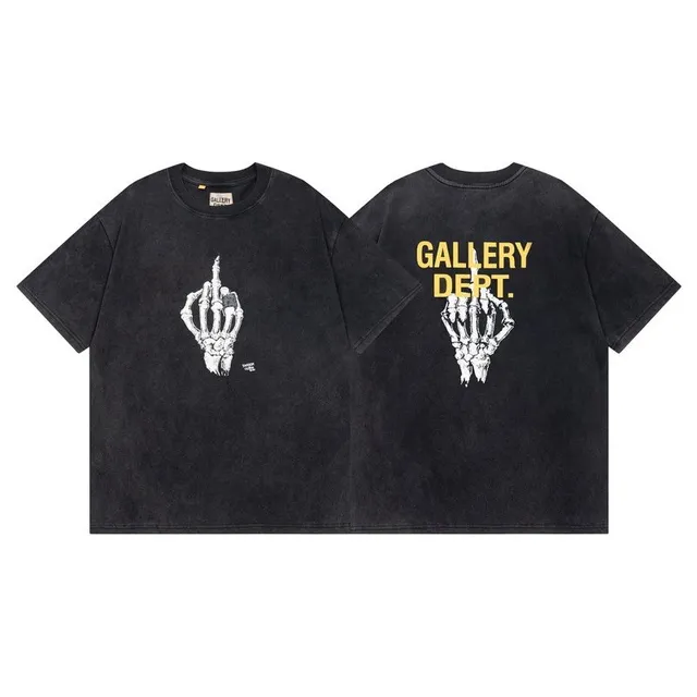 Gallery Dept. Skeleton Hand Tee Acid Wash Black