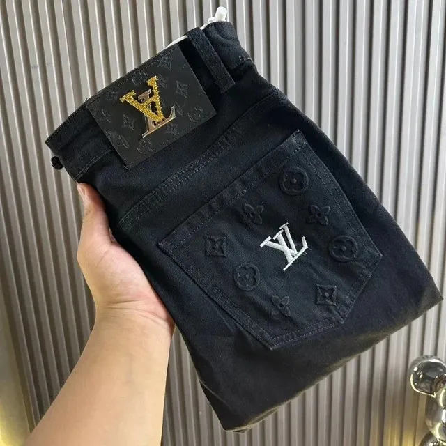 Louis Vuitton Denim Jeans Monogram Embroidered