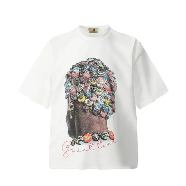 Saint Laurent Graphic T-Shirt Bottle Cap Print