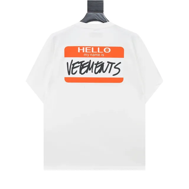 Vetements Hello Name Tag Tee Orange Label