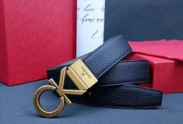 Calvin Klein CK Logo Belt Brass Buckle