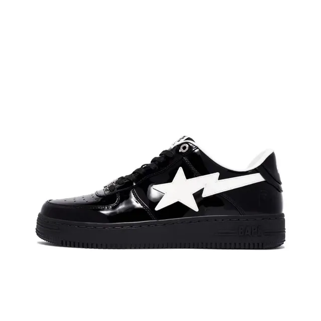 BAPE Shark Air Force 1 Glossy Patent Black