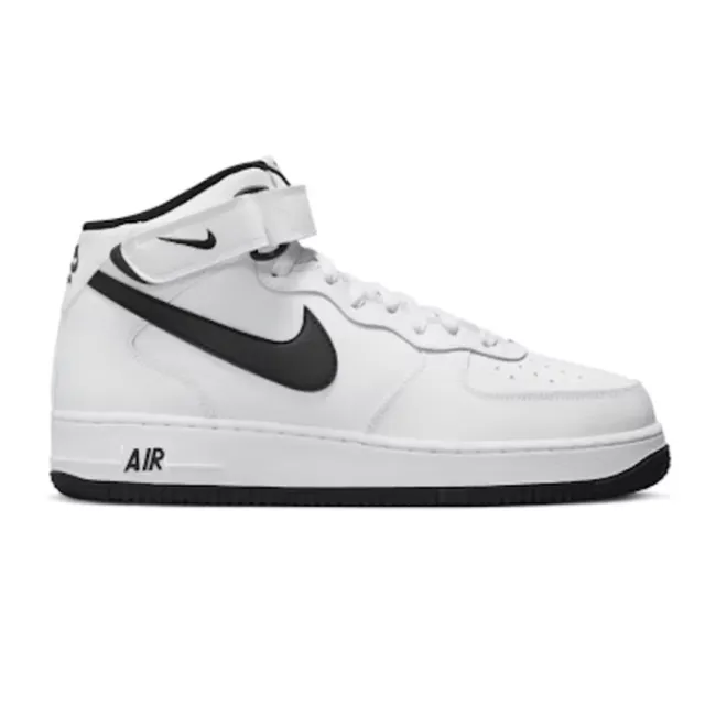 Nike Air Force 1 Mid Triple White with Black Swoosh