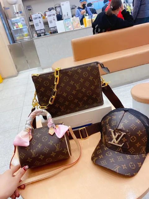 Louis Vuitton Monogram Canvas Bag Set Classic Brown with Gold Hardware