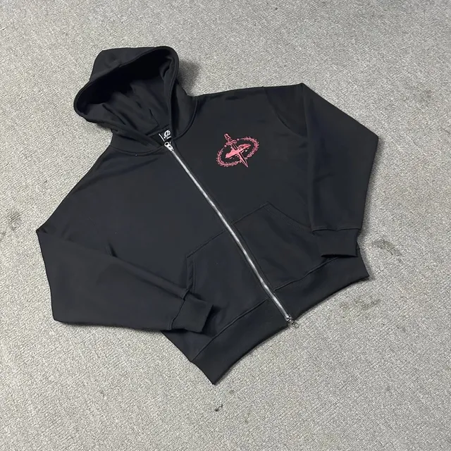 Corteiz × Slaughter Gang Zip-Up Hoodie Sword Logo
