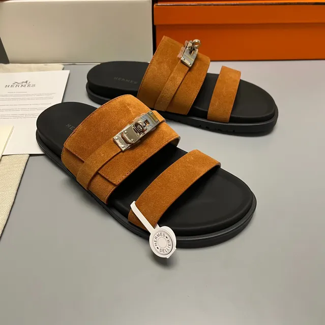 Hermès Oran Sandal Suede with Palladium Hardware