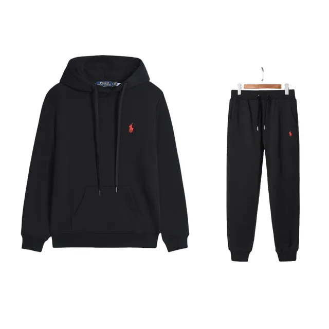 Polo Ralph Lauren Hoodie and Joggers Set Black with Orange Pony