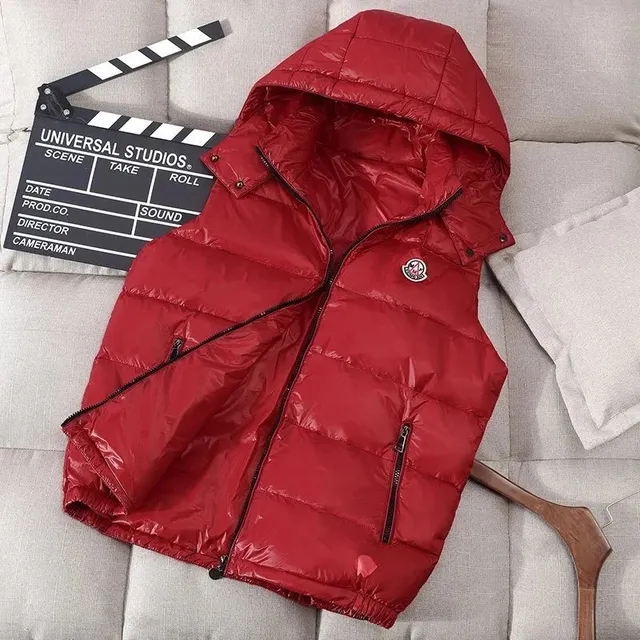 Moncler Quilted Hooded Vest Glossy Red