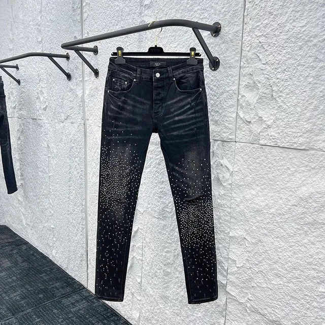 Amiri Slim Fit Jeans Crystal-Embellished