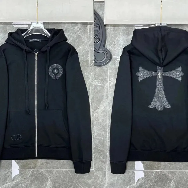 Chrome Hearts Zip-Up Hoodie Cross Embroidery