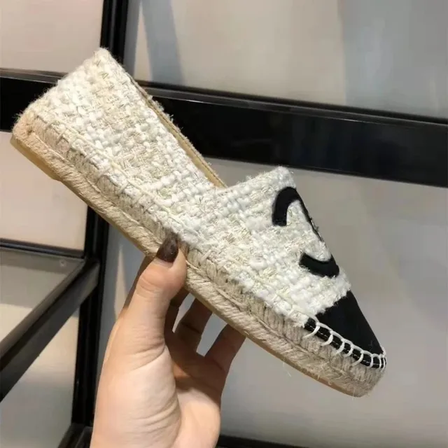 编织米白 鞋头黑