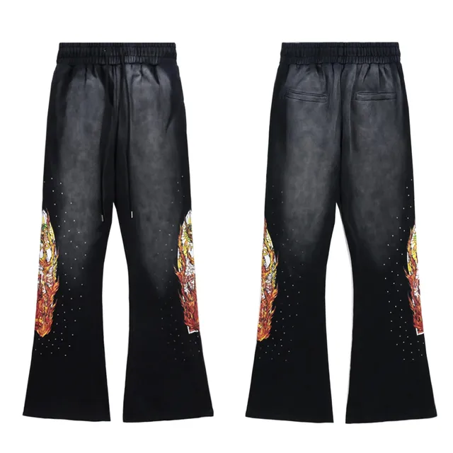 Hellstar Flared Sweatpants Flame Print