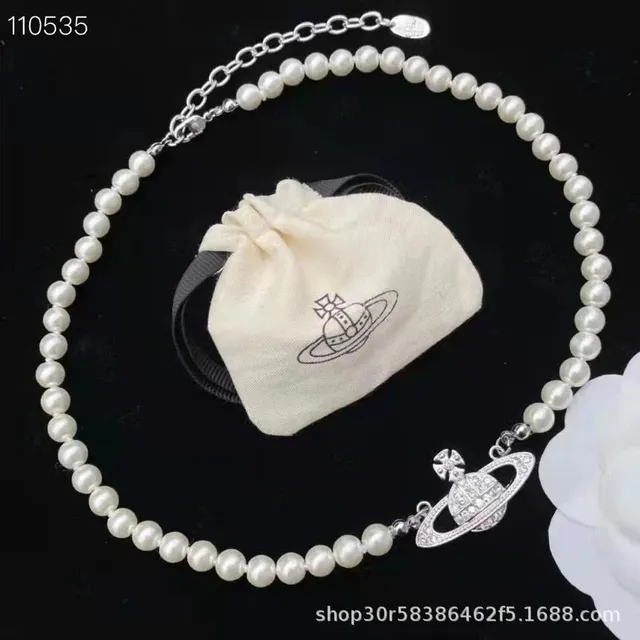 土星珍珠项链(银色)有链尾