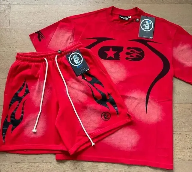 Hellstar Flame Print Set Red with Black Flame Graphic