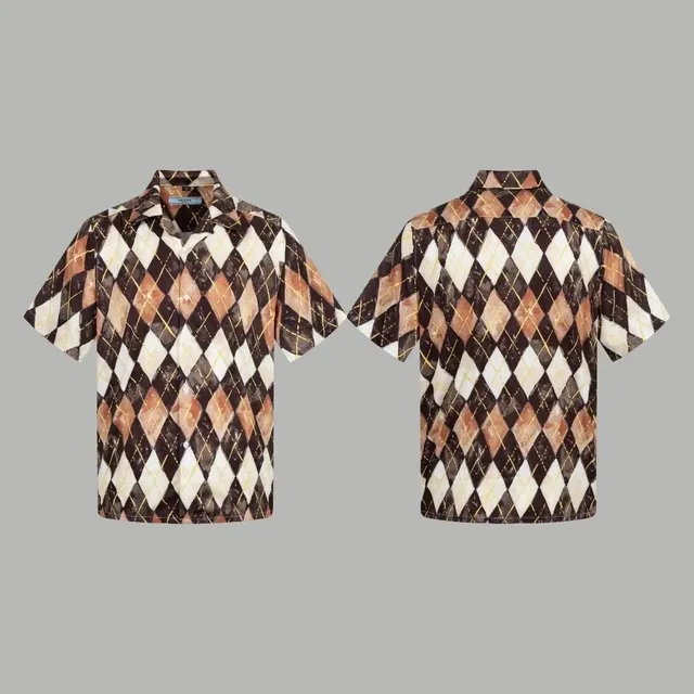Prada Short-Sleeve Shirt Argyle Print