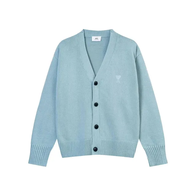 AMI Paris V-Neck Cardigan Heart Logo
