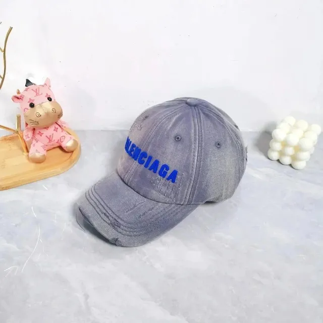 Balenciaga Baseball Cap Distressed Denim