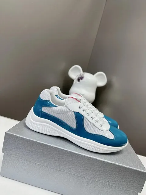 Prada Linea Rossa Trainer White and Blue Patent