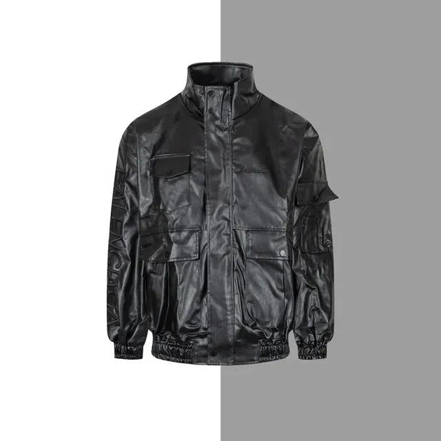 Balenciaga Leather Utility Jacket Black