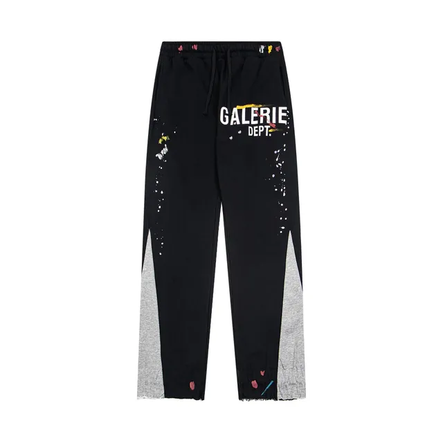 Gallery Dept. Paint Splatter Joggers Black with Grey Panels and Paint Effects