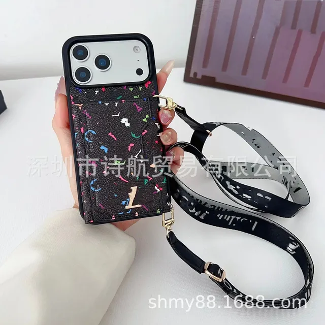 Louis Vuitton Phone Case with Cardholder and Strap Confetti Print