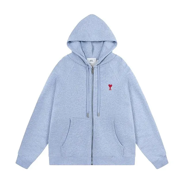 Off-White Zip-Up Hoodie Heart Logo