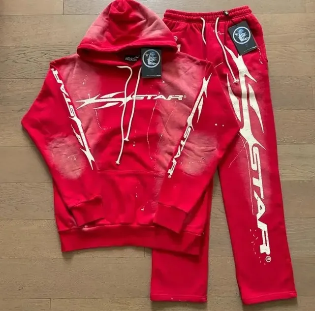 Hellstar Hoodie and Joggers Set Flame Logo Print
