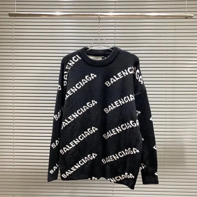 Balenciaga Logo Knit Sweater All-Over Logo