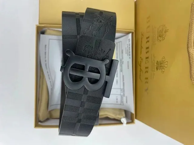Burberry TB Shield Belt Checkered Leather