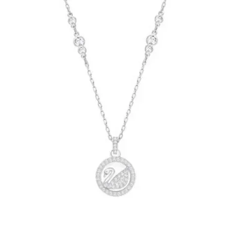 Round platinum swan necklace