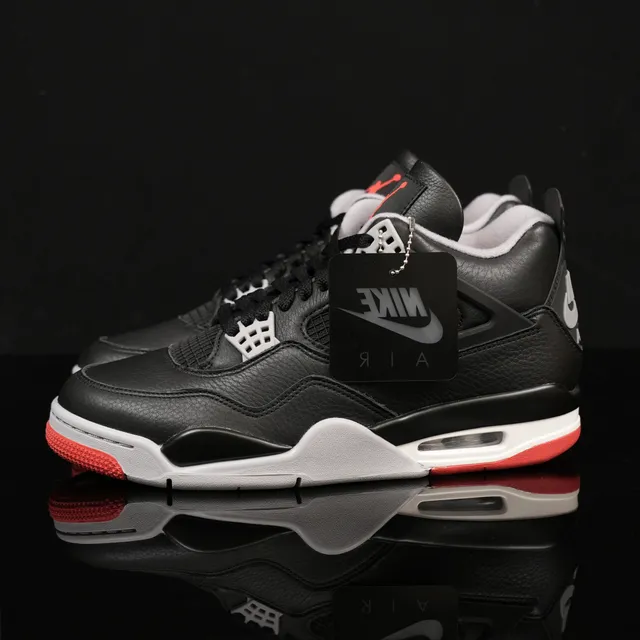 AJ4 Leather Black Red FV5029-006