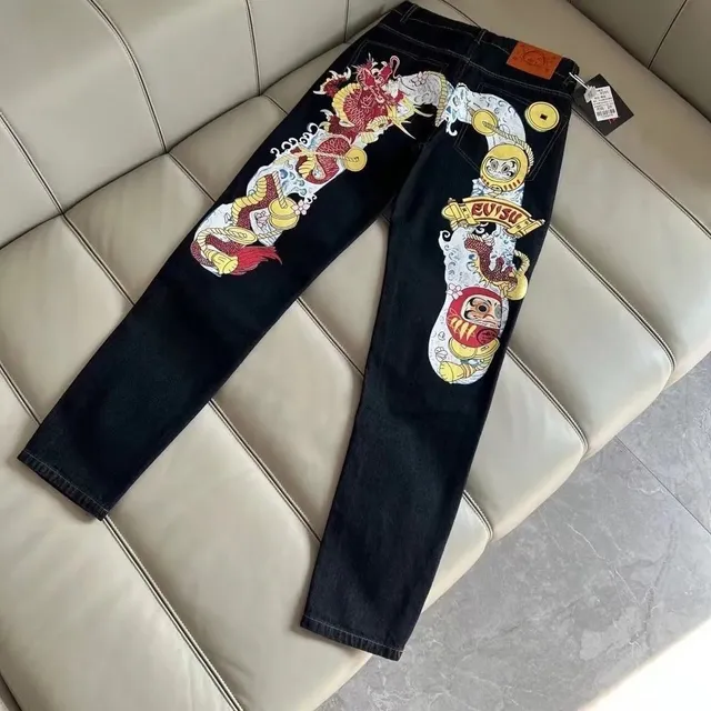 Evisu Dragon Daruma Jeans Embroidered Dragon and Daruma