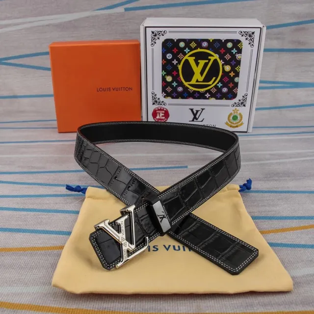 Louis Vuitton LV Initiales Belt Crocodile-Embossed