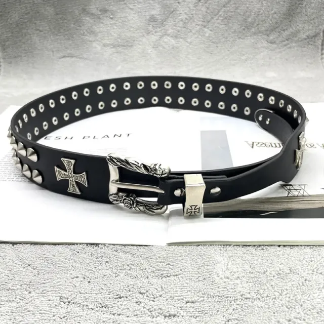 [double cross rivet] croch ch holy sword heart belt