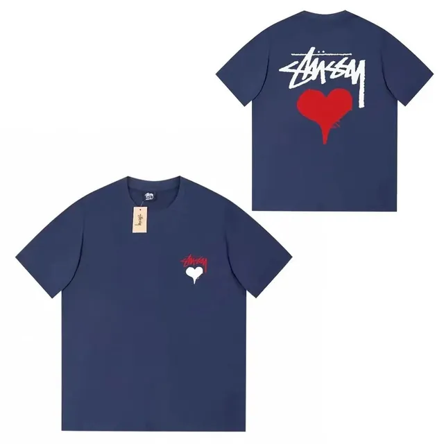 Stüssy Heart Logo Tee Navy with Red and White Heart