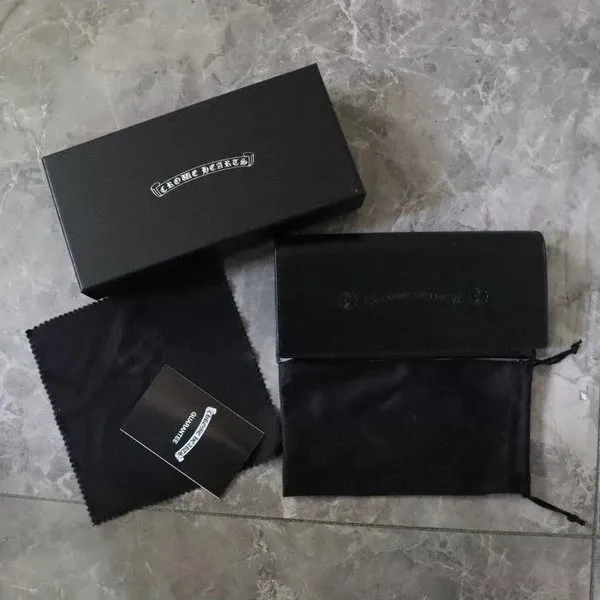 Chrome Hearts Dust Bag & Box Set Black Leather-Trimmed