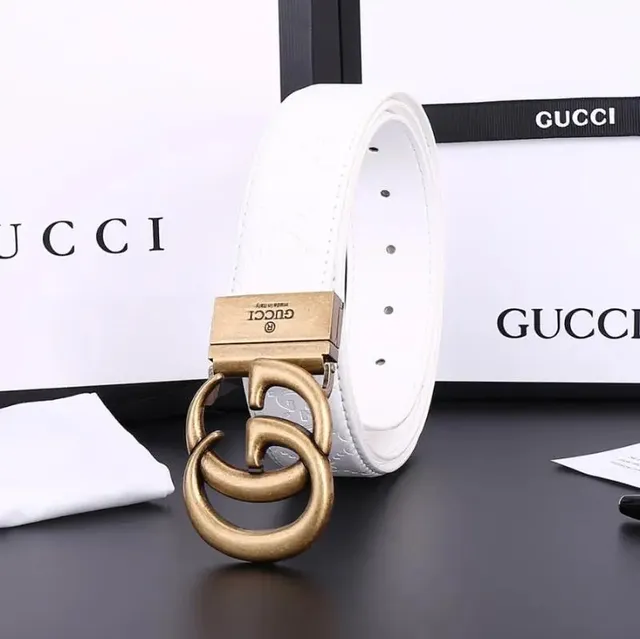 Gucci Horsebit 1955 Belt White Leather with Gold-Tone GG Buckle