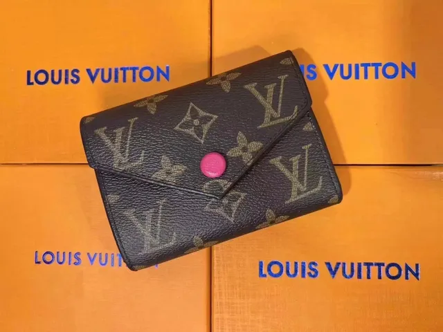 Louis Vuitton Compact Wallet Monogram Canvas with Pink Snap