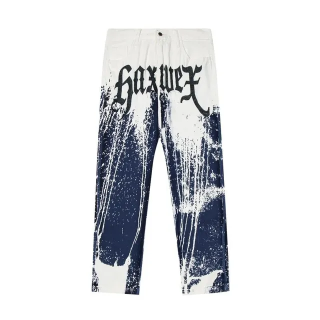 Printed Tapered Jeans Gothic Logo Splatter