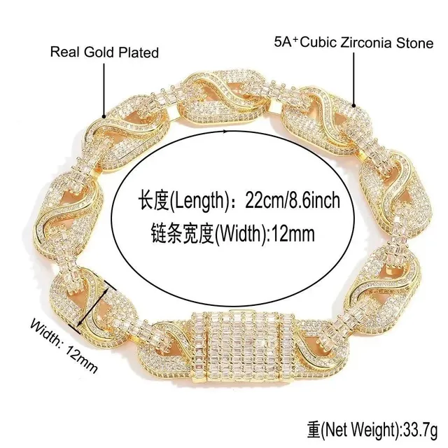 Chrome Hearts Link Bracelet Cubic Zirconia Pave