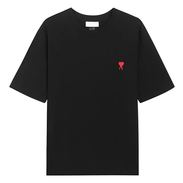 AMI Paris Cotton T-Shirt Red Heart Logo