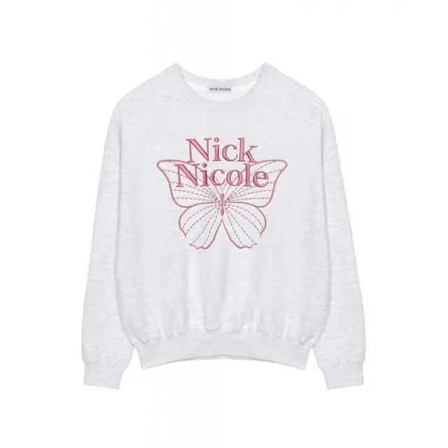 Butterfly Graphic Sweatshirt Heather Grey with Pink Print