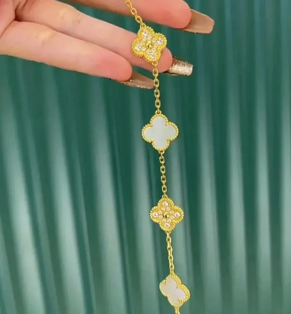 Van Cleef & Arpels Alhambra Long Necklace Four Motifs with Mother-of-Pearl and Diamonds