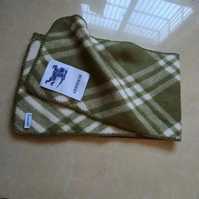 Burberry Classic Check Scarf Olive and Cream