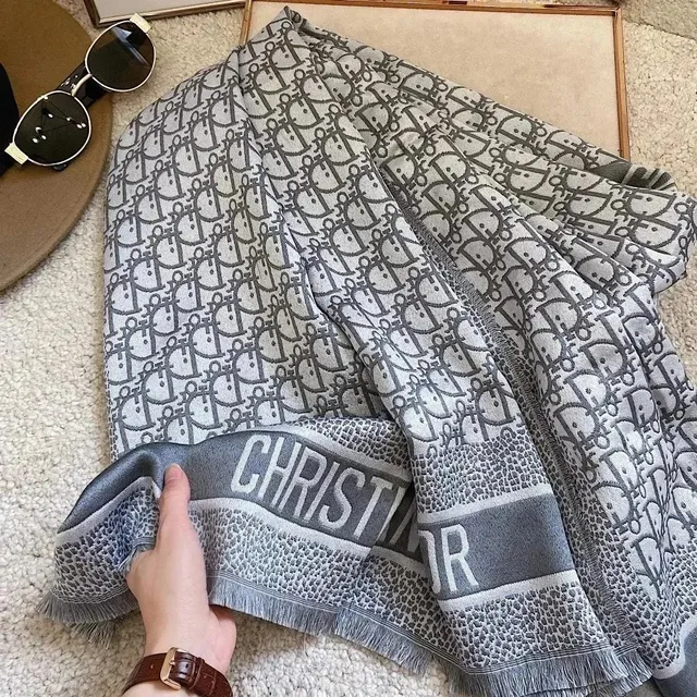 Dior Oblique Logo Scarf Grey Monogram