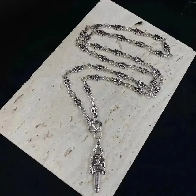 Chrome Hearts Cross Dagger Necklace Skull Link Chain