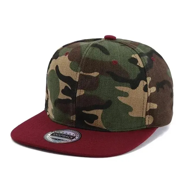 New Era Snapback Cap Camo with Burgundy Brim