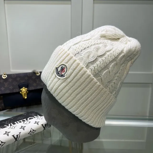 Moncler Cable Knit Beanie Logo Patch