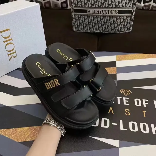 Dior B22 Slide Black Gold Logo