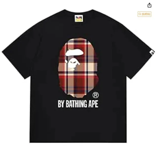 BAPE T-Shirt Plaid Ape Head